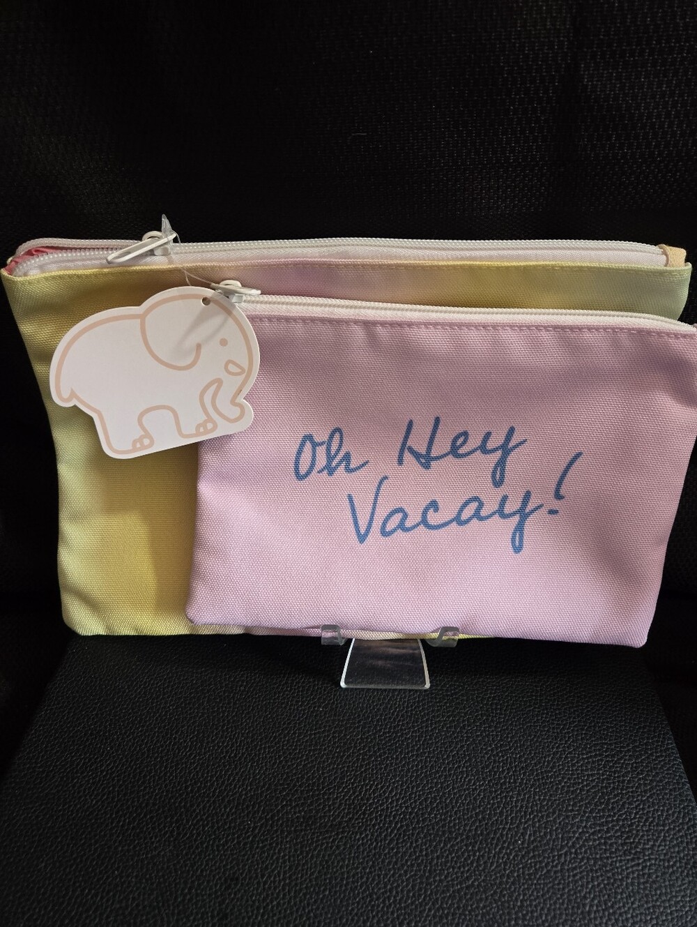 Ivory Ella Oh Hey Vacay! Pink & Yellow Tie Dye Zip Pouch Set NWT